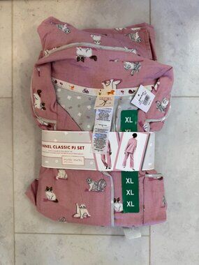 Munki Munki Flannel Classic Pajama Set Pink Taylor Swift Cats NWT XL